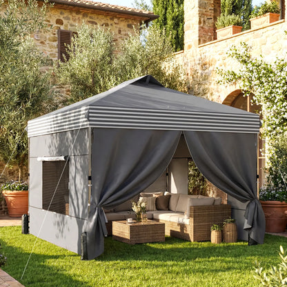 10 x 10 ft Pop Up Canopy Tent, 4 Sidewalls, UPF 50+, Wheeled Bag, Dark Grey Pop Up Canopies at Gallery Canada