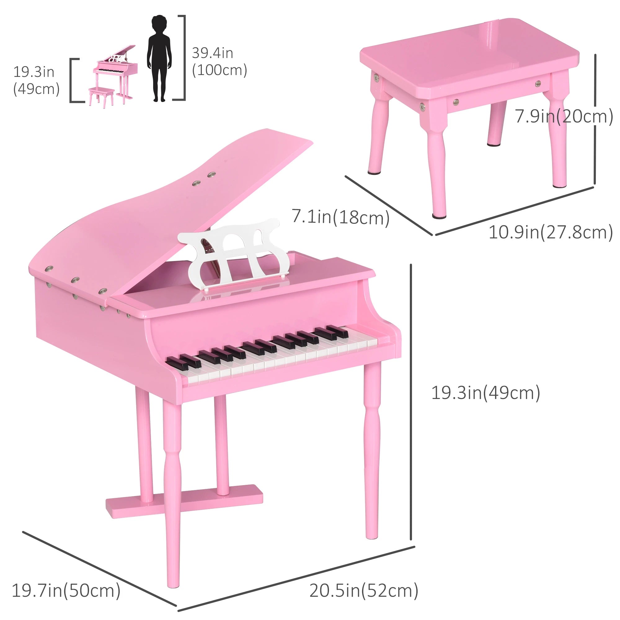 Modern Kids Piano, 30 Keys, Mini Toy with Music Stand, Pink Electronic Musical Pianos at Gallery Canada