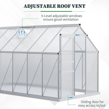6' x 12' x 6.5' Walk-in Greenhouse, Polycarbonate, Adjustable Roof Vent, Sliding Door, Clear Walk In Greenhouses at Gallery Canada