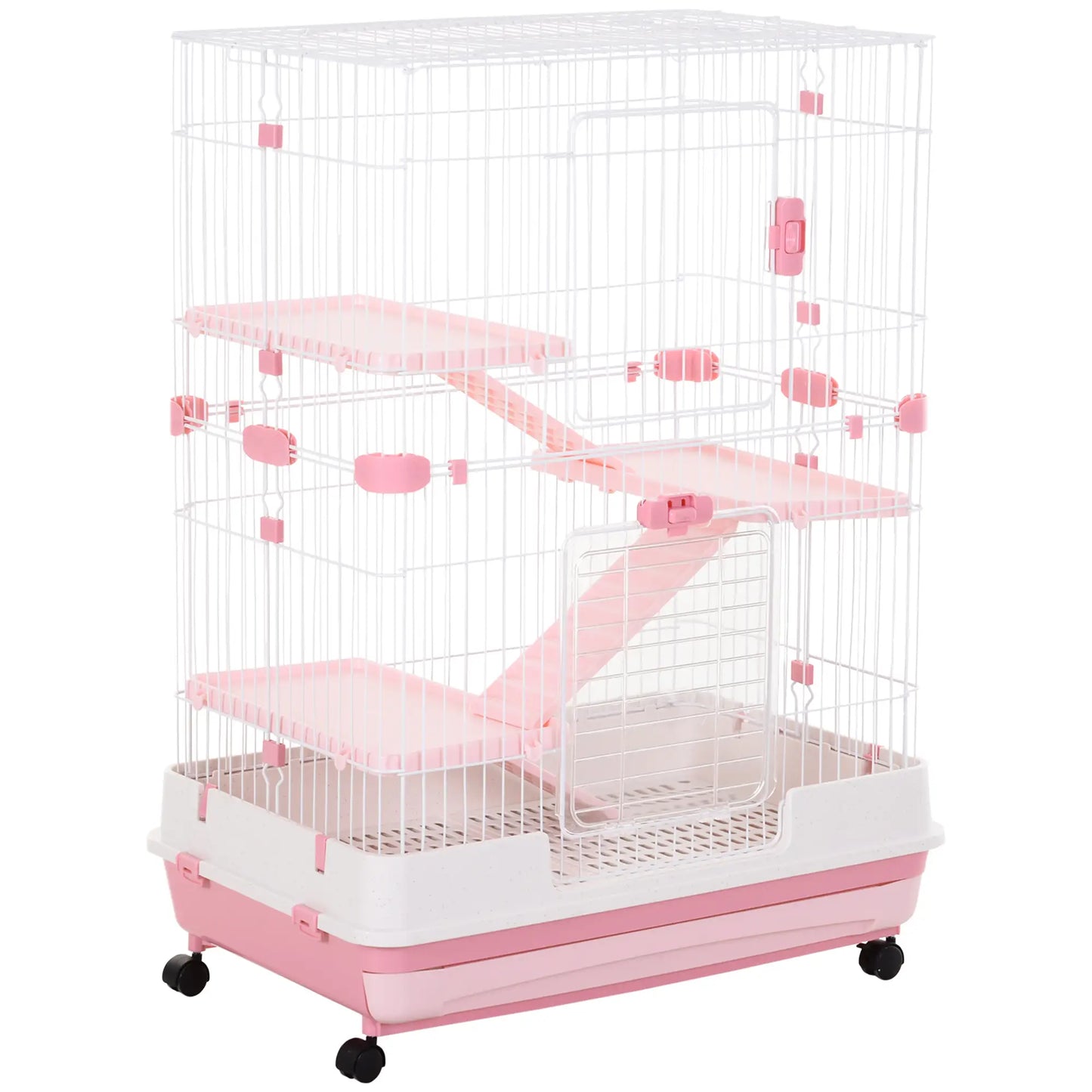 32"L 4-Level Small Animal Cage, Lockable Wheels, Slide-Out Tray, Pink Houses & Habitats at Gallery Canada