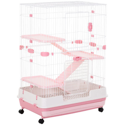 32"L 4-Level Small Animal Cage, Lockable Wheels, Slide-Out Tray, Pink Houses & Habitats at Gallery Canada