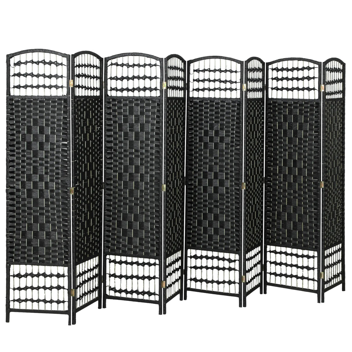8 Panel Folding Room Divider, Portable Privacy Screen, Black Room Dividers Black at Gallery Canada