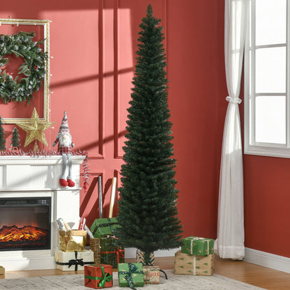 7FT Artificial Christmas Tree, Foldable Black Stand, Green Pencil Christmas Trees at Gallery Canada