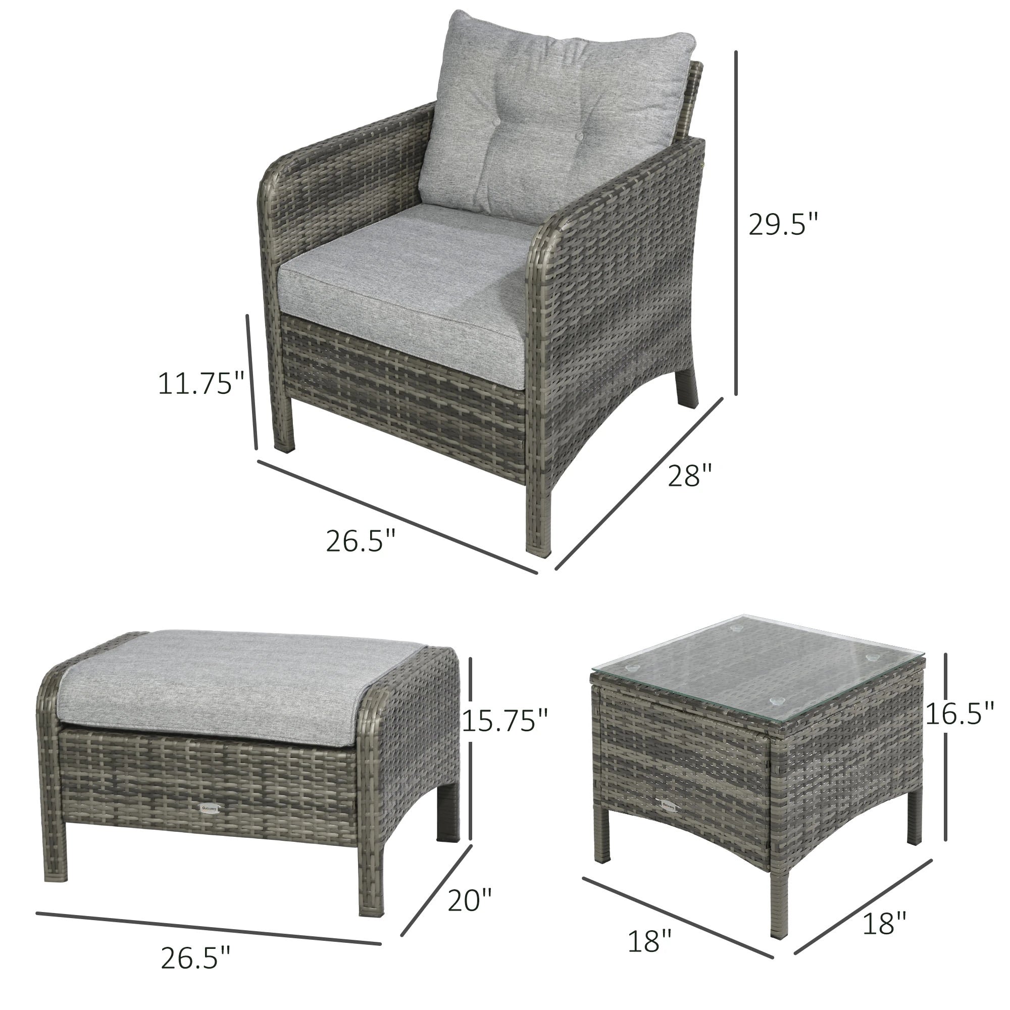 5-Piece Wicker Patio Sofa Set, Thick Padded Cushions, Light Grey Patio Furniture Sets at Gallery Canada