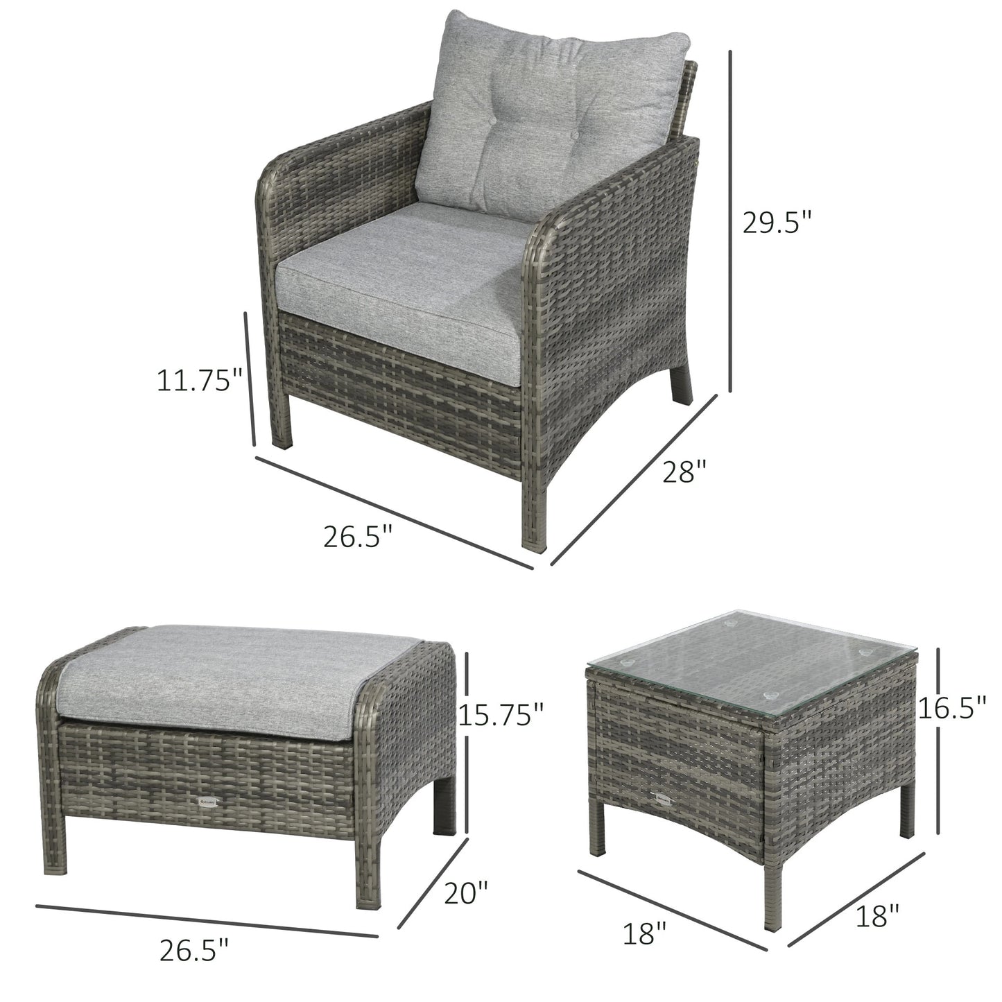 5-Piece Wicker Patio Sofa Set, Thick Padded Cushions, Light Grey Patio Furniture Sets at Gallery Canada