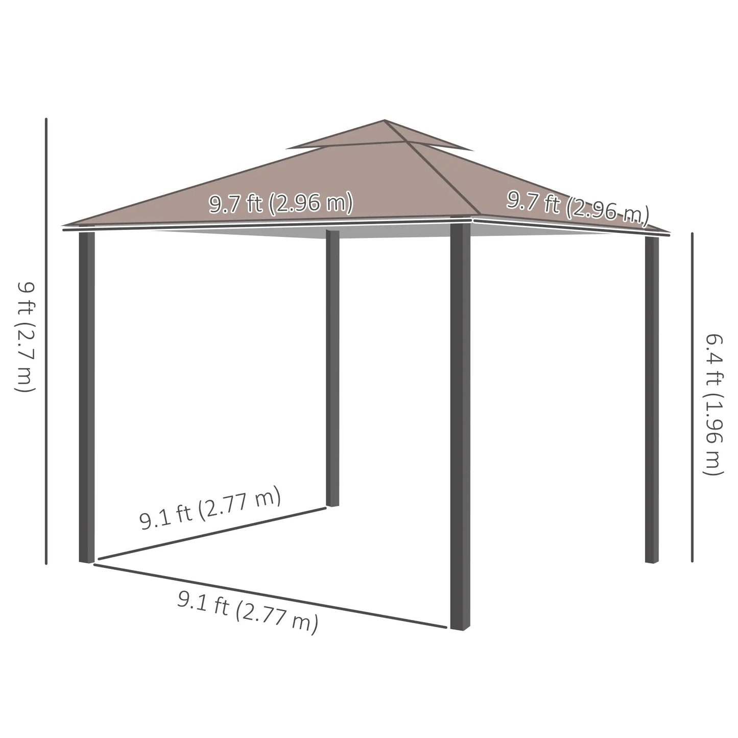 10' x 10' Outdoor Gazebo, Double Soft-Top, with Curtains, Brown Gazebos at Gallery Canada