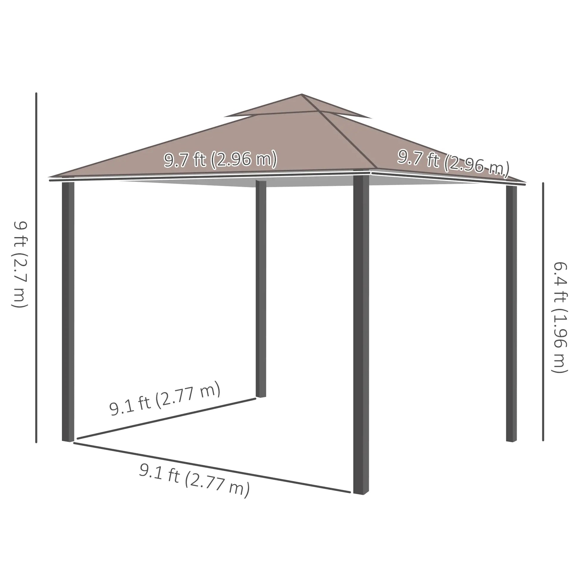 10' x 10' Outdoor Gazebo, Double Soft-Top, with Curtains, Brown Gazebos at Gallery Canada