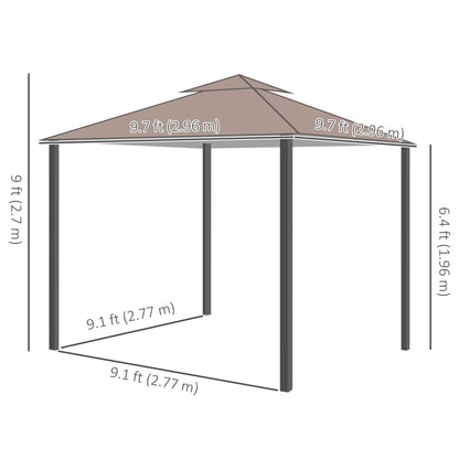 10' x 10' Outdoor Gazebo, Double Soft-Top, with Curtains, Brown Gazebos at Gallery Canada