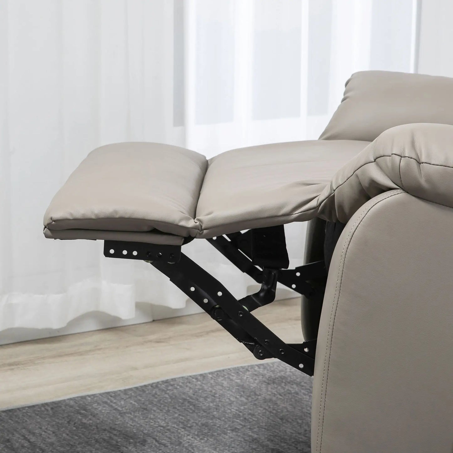 8-Point Vibration Massage Recliner, PU Leather 360° Swivel, Grey Single Sofas at Gallery Canada
