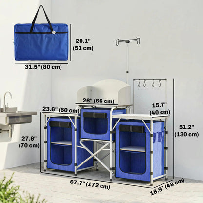 Portable Aluminum Camping Table, Fabric Cupboards, Windshield, Blue Picnic Tables & Camping Chairs at Gallery Canada
