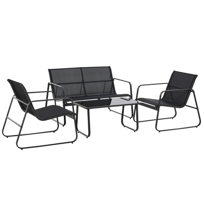 4 Piece Patio Furniture Set, Loveseat, Armchairs, Coffee Table, Black Patio Furniture Sets Black at Gallery Canada
