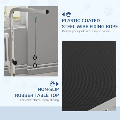 Foldable Dog Grooming Table, Height Adjustable Arm, Storage Shelf, Black Dog Grooming Tables at Gallery Canada