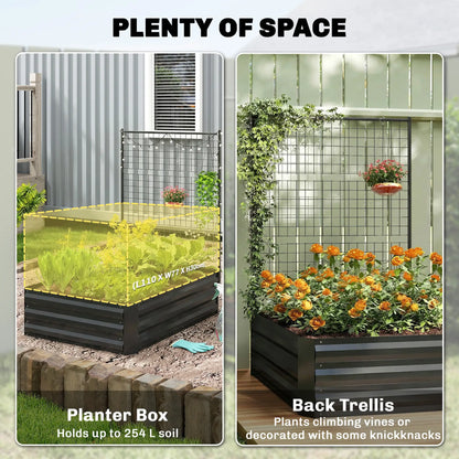 Galvanized Raised Garden Bed With Trellis, Open Bottom Planter Box, Black Galvanized Planter Boxes at Gallery Canada