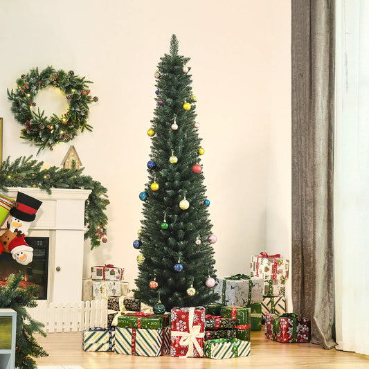 6FT Artificial Christmas Pencil Tree, Foldable Black Stand, Green Artificial Christmas Trees Green at Gallery Canada