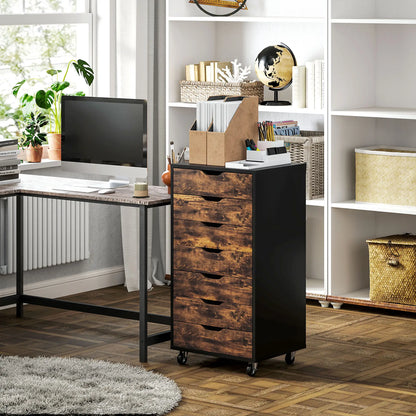 7-Drawer Vertical File Cabinet, 18.7"x15.6"x35.4", Rustic Brown Office Cabinets & Cupboards at Gallery Canada