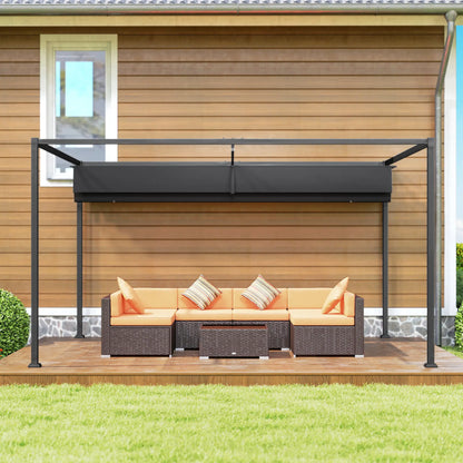 10' X 7' Patio Pergola With Retractable Canopy, Black Pergolas at Gallery Canada