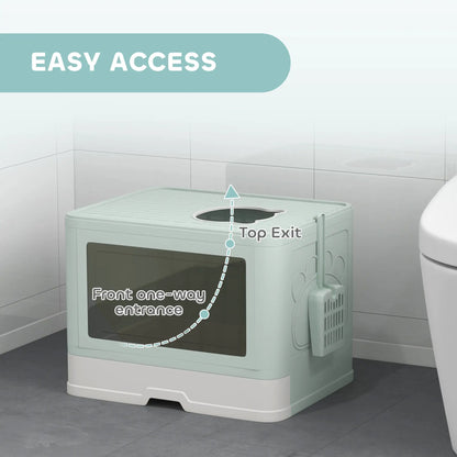 Cat Litter Box, Front Enter Top Exit, Pull Out Tray, Scoop, Green Cat Litter Box Enclosures at Gallery Canada