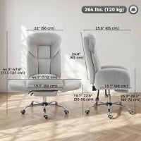 Cross Legged Office Chair, Flip Armrests, Footrest, Light Grey