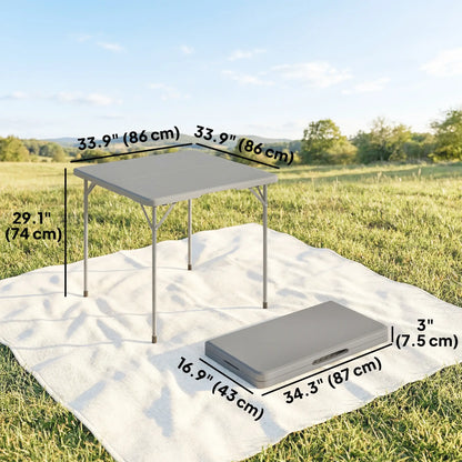 Folding Picnic Table, Heavy Duty Camping Table 34" x 34", Grey Picnic Tables & Camping Chairs at Gallery Canada
