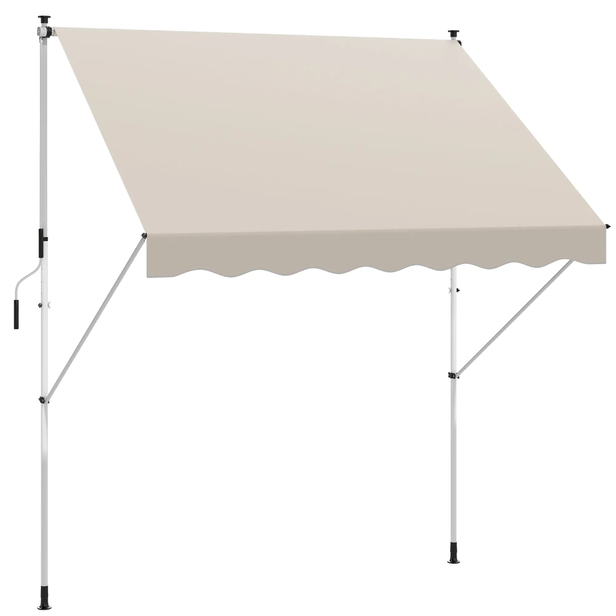 10x5ft Manual Retractable Awning, Water Resistant UV Protector, Beige Door Awnings Beige at Gallery Canada