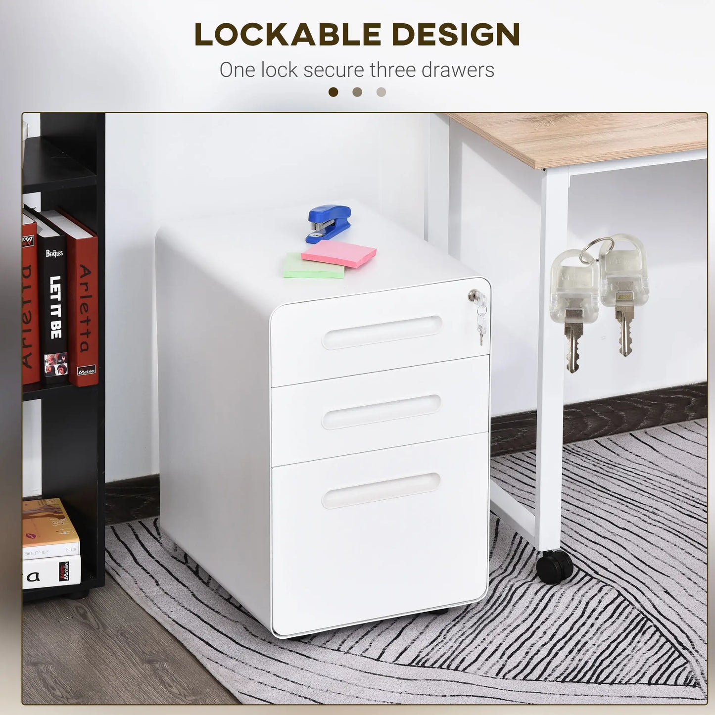 Lockable File Cabinet, Steel Filing Cabinet on Wheels for Legal, A4, Letter Size, Home Office Office Cabinets & Cupboards at Gallery Canada