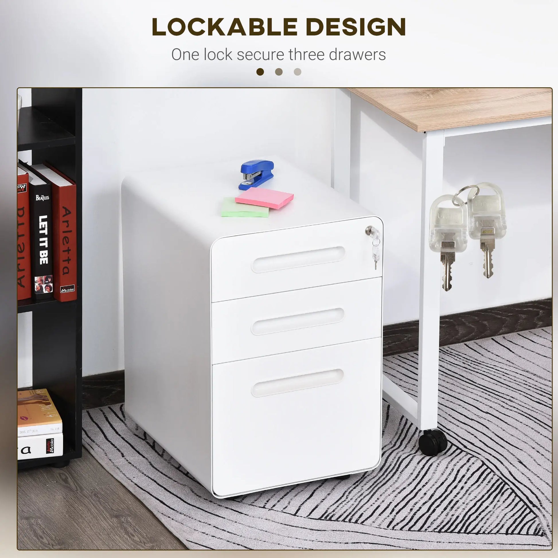 Lockable File Cabinet, Steel Filing Cabinet on Wheels for Legal, A4, Letter Size, Home Office Office Cabinets & Cupboards at Gallery Canada
