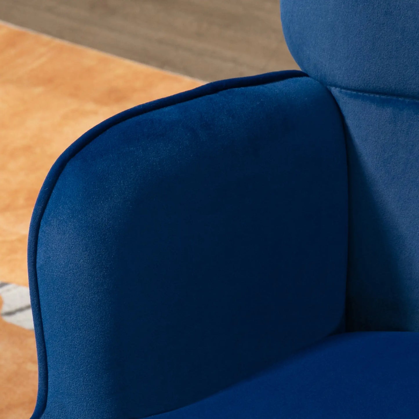 Modern Accent Chair with Ottoman, Upholstered Armchair, Gold Legs, Dark Blue Accent Chairs at Gallery Canada