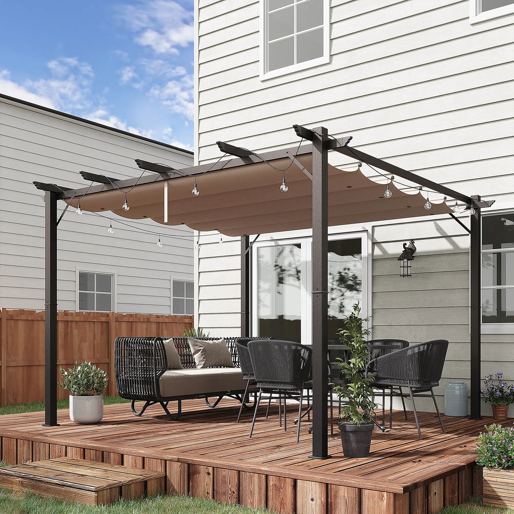 10' x 10' Aluminum Pergola Gazebo, Outdoor Canopy, Garden Sunshade Pergolas at Gallery Canada