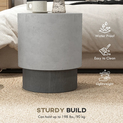 Lightweight Round Accent Table, Concrete Finish, 4 Adjustable Feet, Indoor Outdoor Side Tables at Gallery Canada