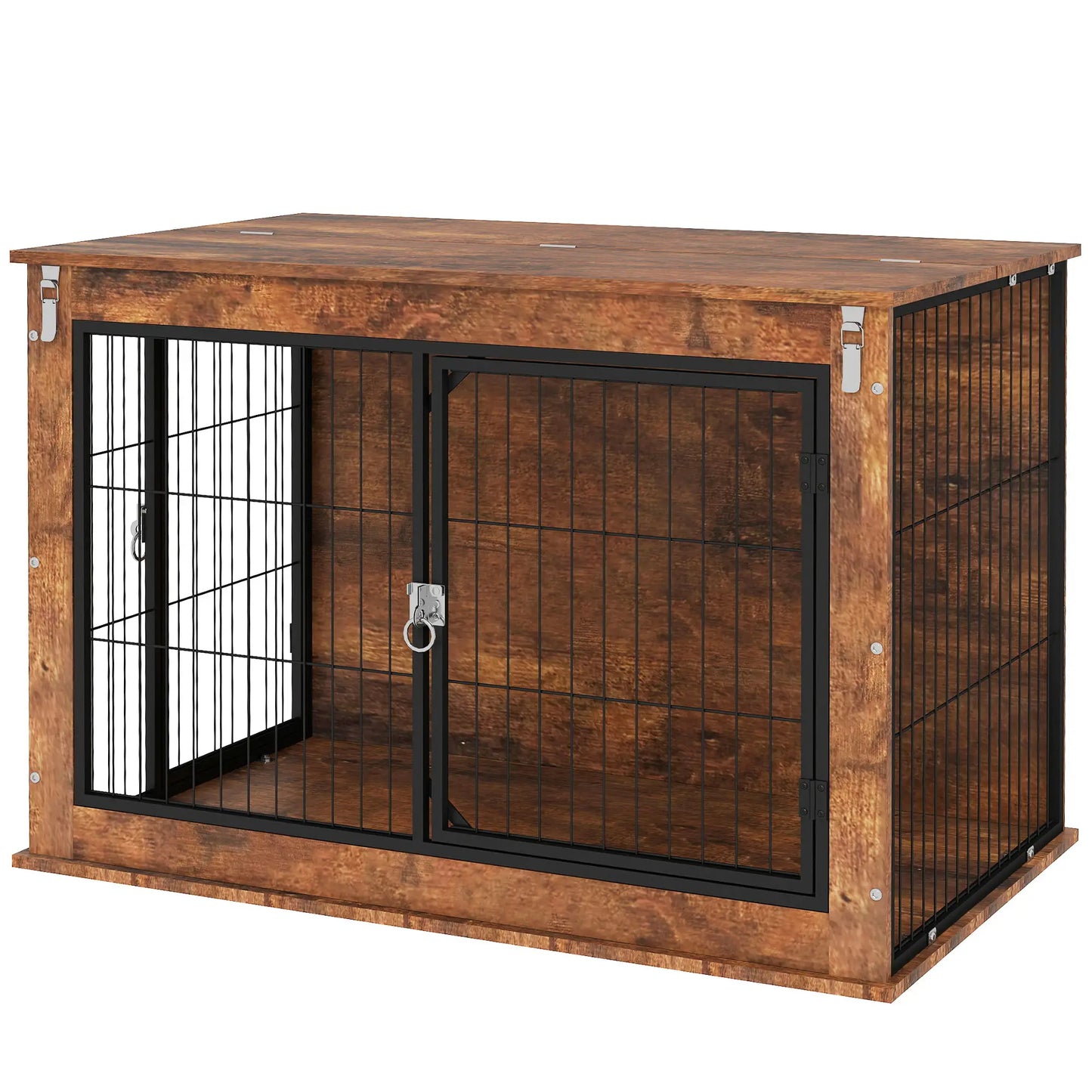 39" Dog Crate Furniture, Flip-up Top, 2 Doors, Rustic Brown Houses, Kennels & Pens Rustic Brown at Gallery Canada