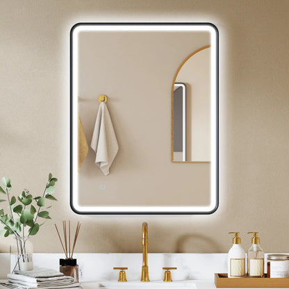 36" x 28" Bath Mirror, LED Lights, Wall Mounted, 3 Colors, Dimmable, Black Bath Accessories at Gallery Canada