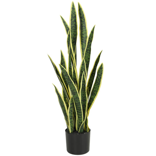Artificial Tree, 35.4" Artificial Snake Plant with 21 Leaves in Pot for Home, Office, and Living Room, Green Artificial Trees Green at Gallery Canada