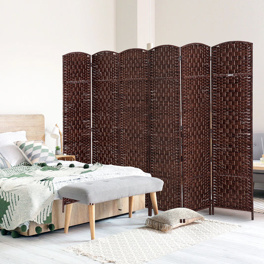 6ft Folding Room Divider, 6 Panel Wooden Frame, Brown Room Dividers Chestnut Brown at Gallery Canada