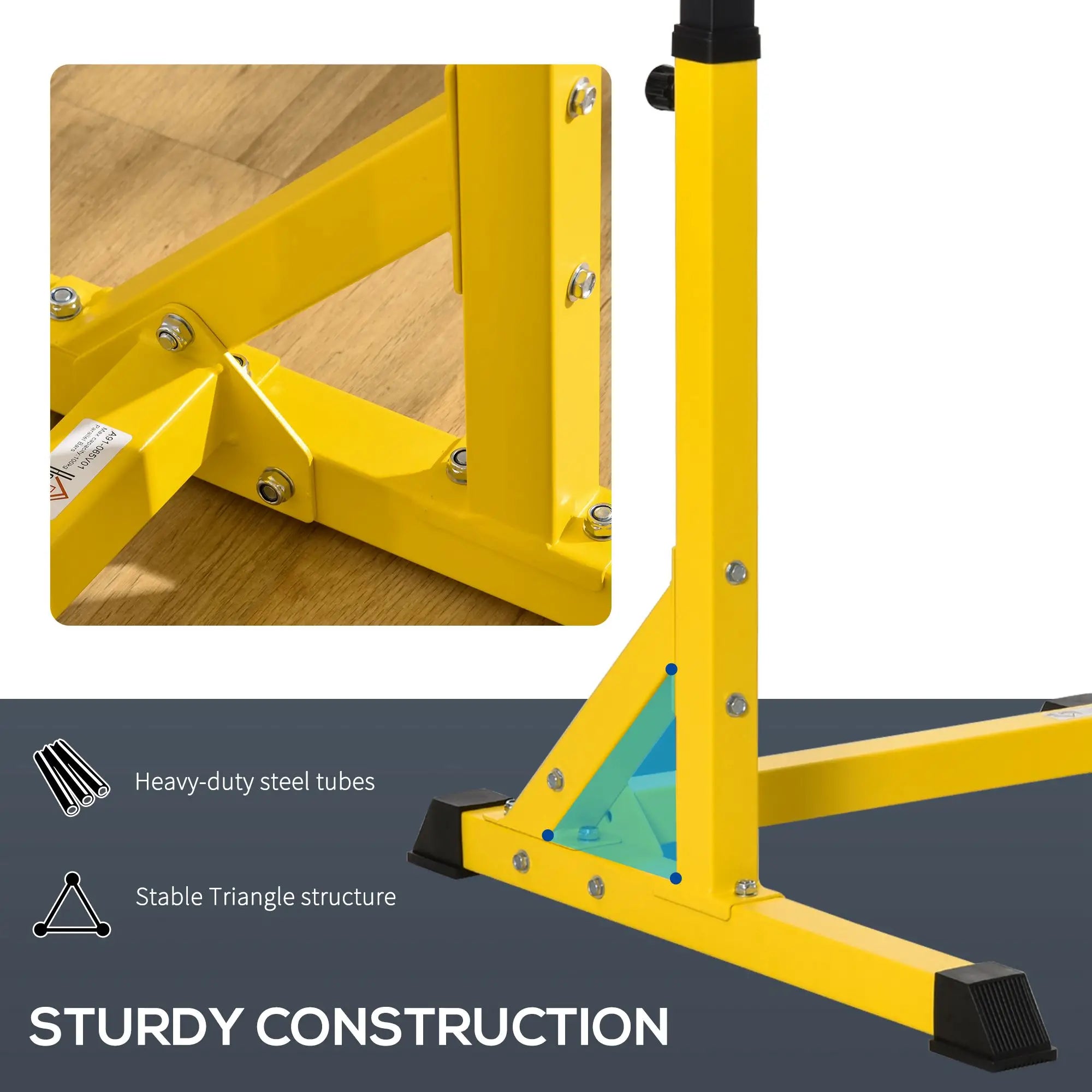 Dip Station, Parallel Bar, 10 Adjustable Height, Home Gym, Yellow Power Towers at Gallery Canada