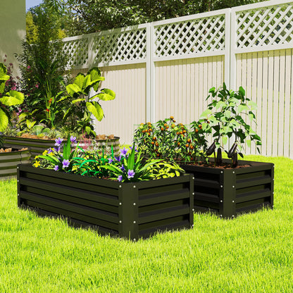 Galvanized Raised Garden Beds, Outdoor Planter Box, Set Of 2, Black Galvanized Planter Boxes at Gallery Canada