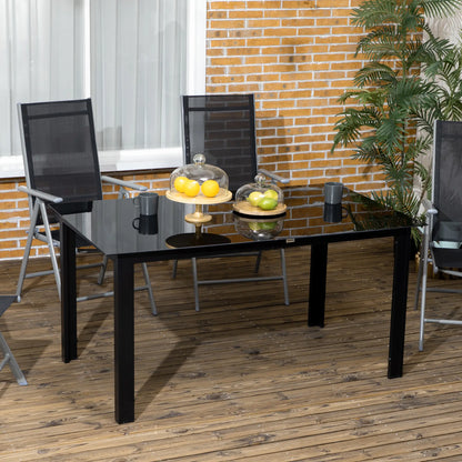 Aluminum Outdoor Dining Table, 59" x 35", Tempered Glass Top, Black Patio Dinning Tables at Gallery Canada