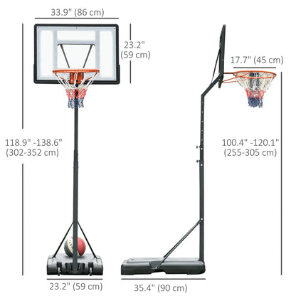 Portable Basketball Hoop Stand with Wheels, Height Adjustable 8FT-10FT, Black Basketball at Gallery Canada
