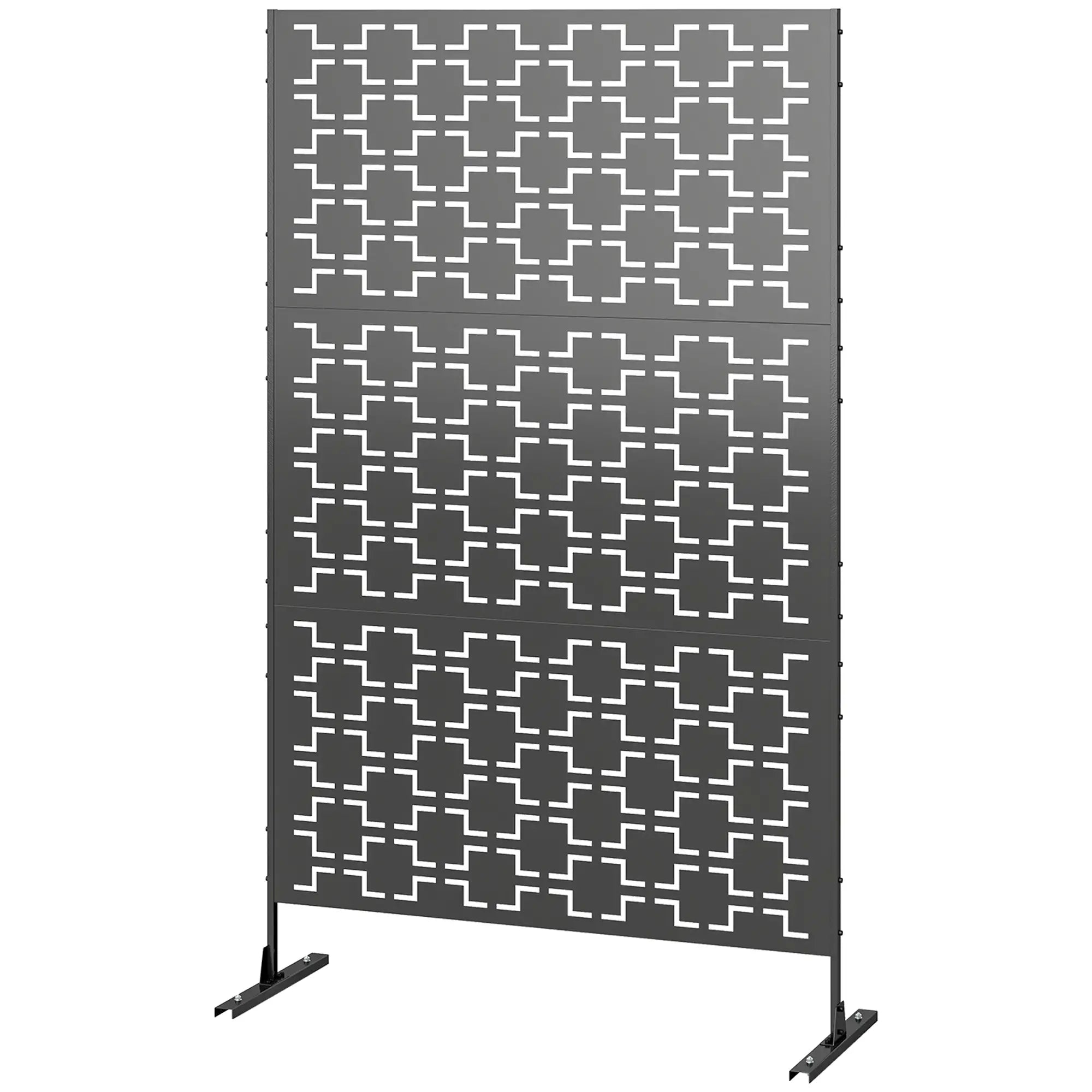6.5FT Metal Privacy Screen, Grid Style, Outdoor Divider, Black Side Awnings Black at Gallery Canada
