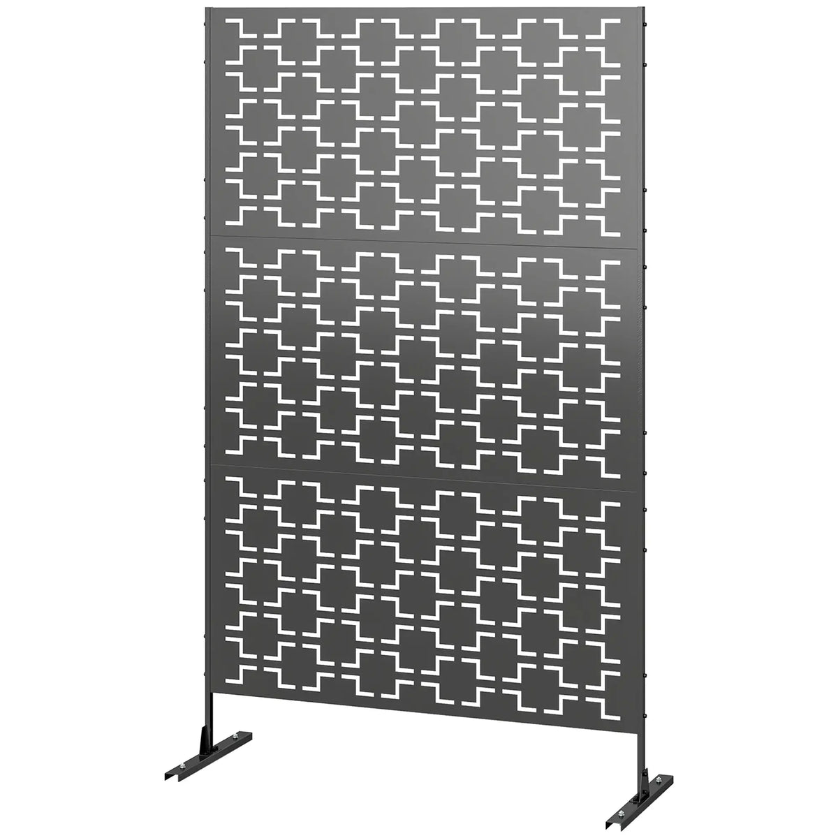 6.5FT Metal Privacy Screen, Grid Style, Outdoor Divider, Black Side Awnings Black at Gallery Canada