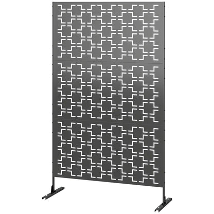 6.5FT Metal Privacy Screen, Grid Style, Outdoor Divider, Black Side Awnings Black at Gallery Canada