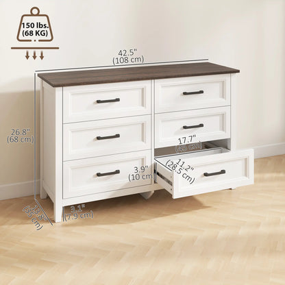 6-Drawer Wide Dresser Chest for Bedroom Living Room Closet