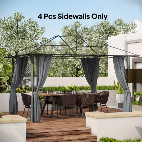 Gazebo Replacement Sidewalls, 4-Panel Privacy Wall, 10' x 12', Dark Grey