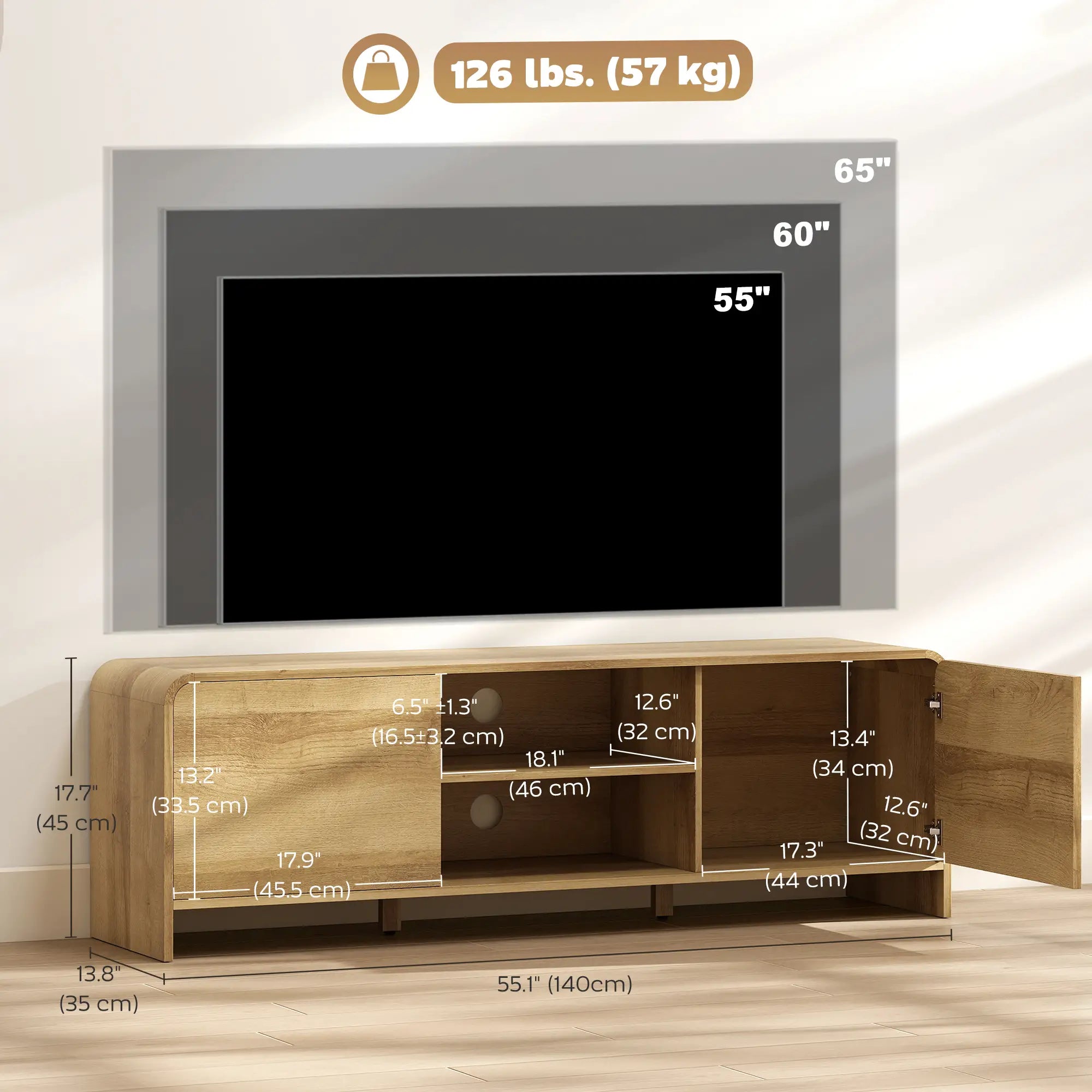 TV Stand For 65 Inch TV, Nordic Entertainment Center, Natural TV Stands at Gallery Canada