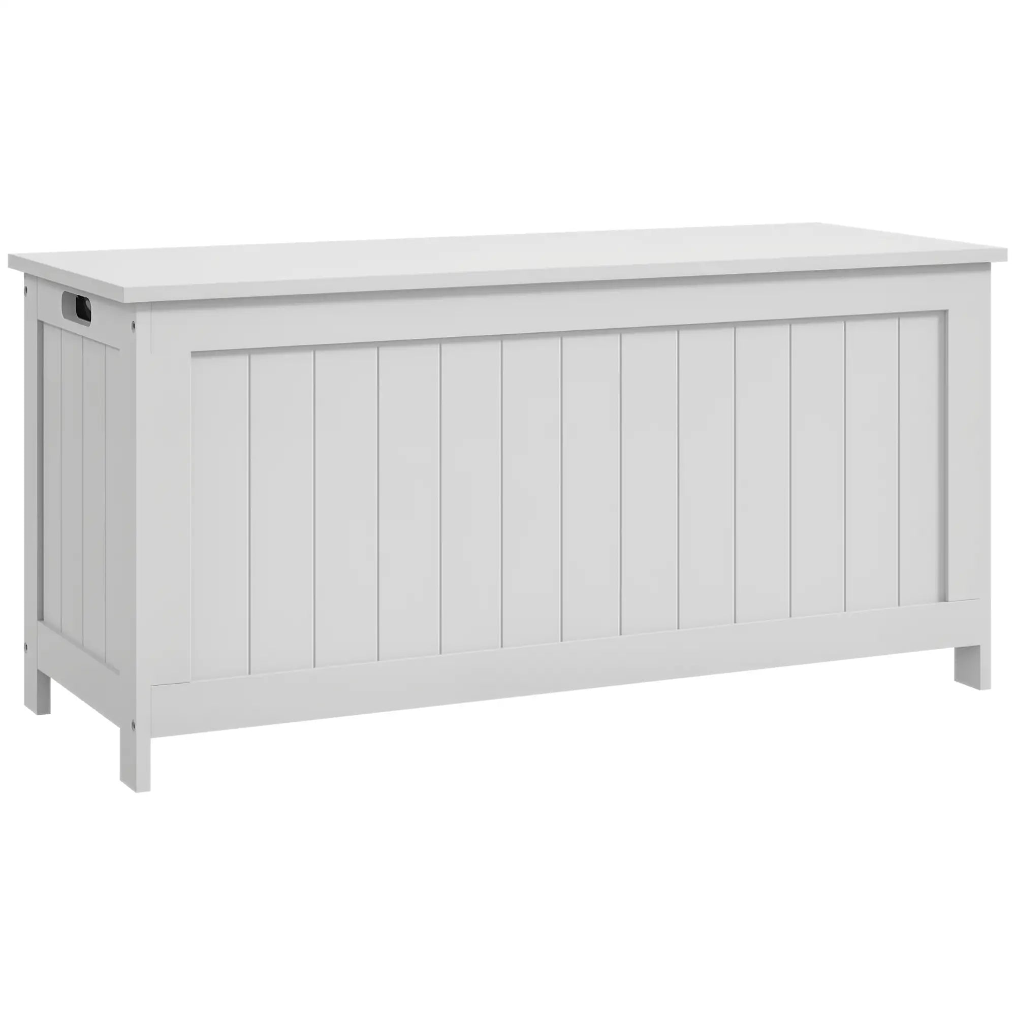 White Storage Trunk with Safety Hinges, Entryway Bench, Side Handles, White Storage Ottomans & Benches at Gallery Canada