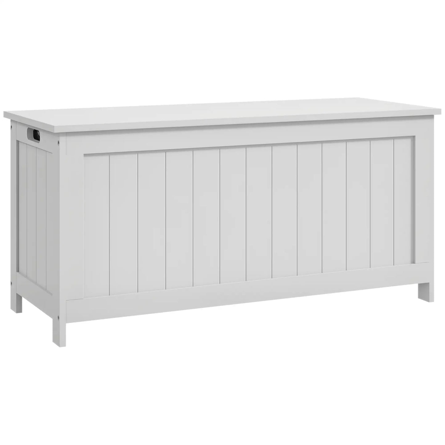 White Storage Trunk with Safety Hinges, Entryway Bench, Side Handles, White Storage Ottomans & Benches at Gallery Canada