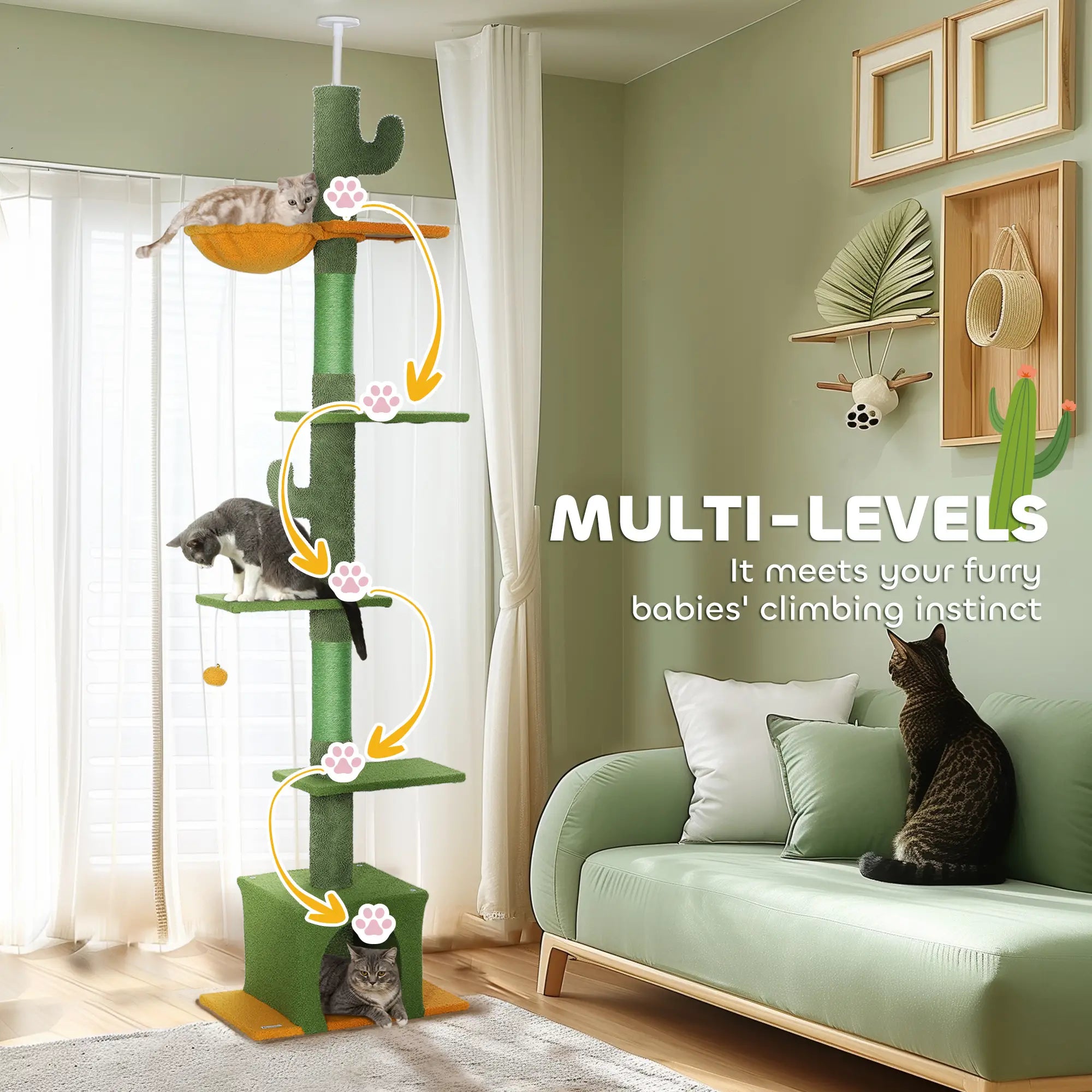 Adjustable Cat Tree Tower, 90.5