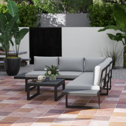 4 Piece Outdoor Patio Furniture Set, 5 Level Reclining Garden Corner Sofa Patio Furniture Sets at Gallery Canada