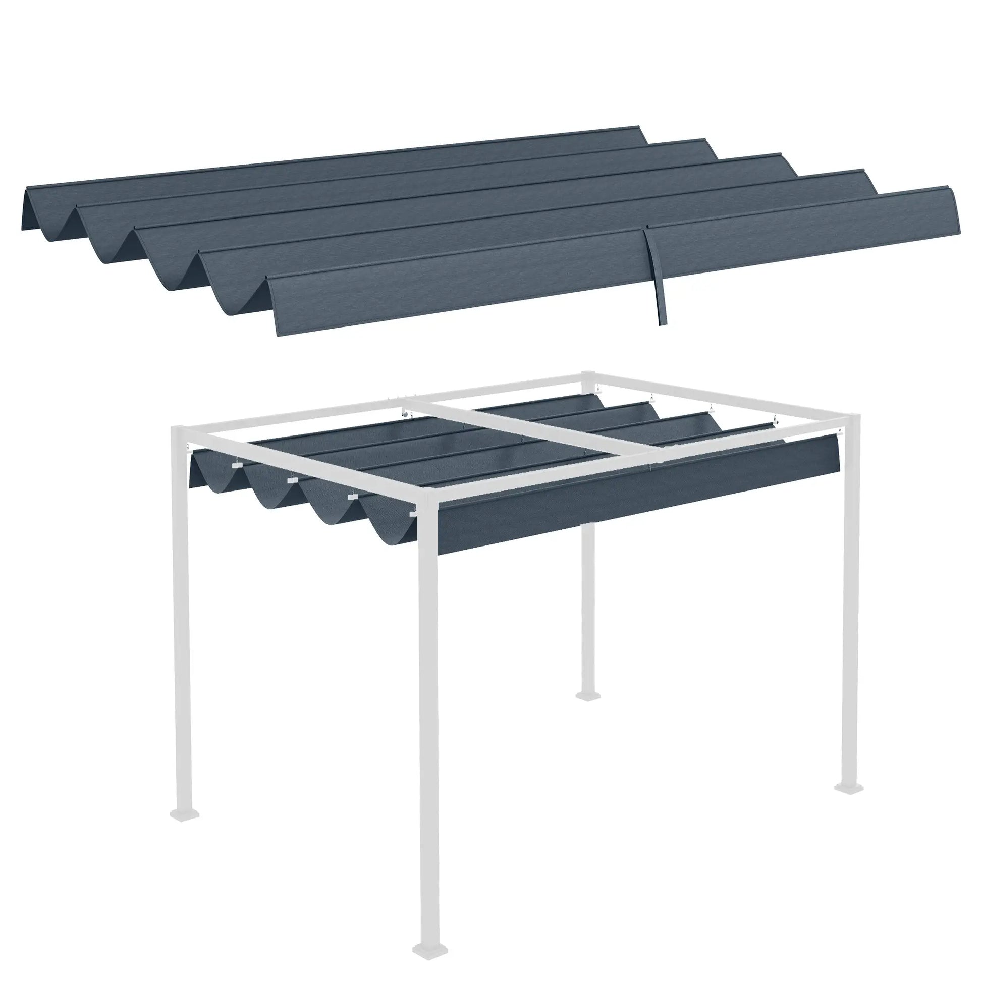 Retractable Pergola Canopy, 10' x 7' Sun Shade, UV30+, Dark Grey Gazebo Canopy Replacement at Gallery Canada
