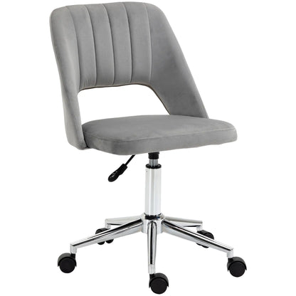 Velvet Swivel Office Chair, Scallop Back, Grey Task Chairs Grey at Gallery Canada