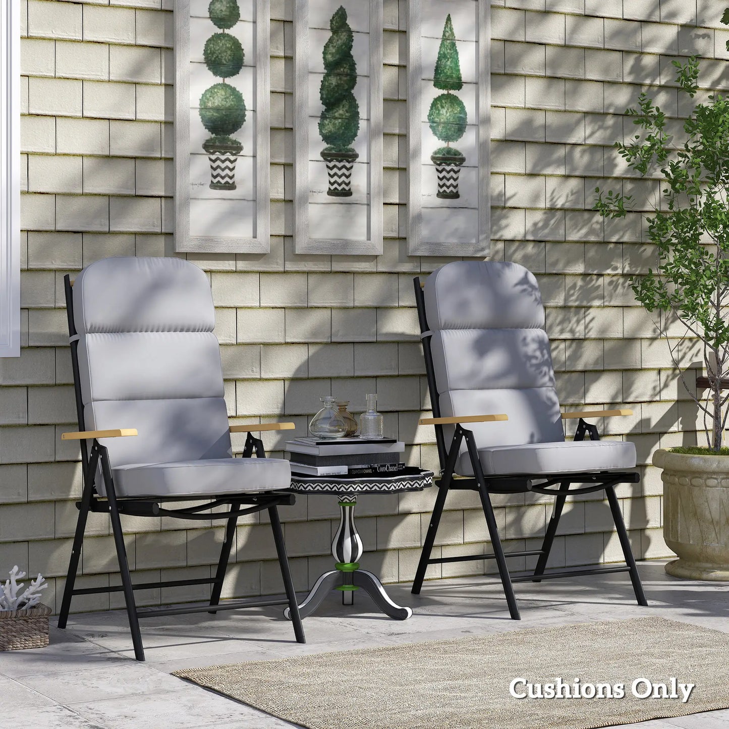 Outdoor Seat Cushion with Back, UPF 20+, Non-Slip, Light Grey Patio Chair Cushions at Gallery Canada